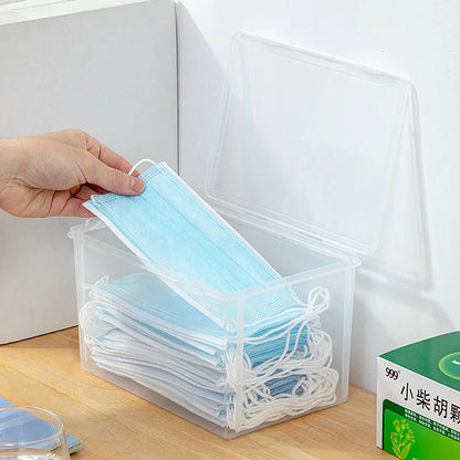 Clear Large Capacity Storage Box, Dustproof Organizer Case for Face Mask and Medicine, Practical Household Sundries Container